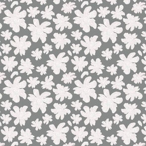 White Magnolia Flowers  - on Slate Grey