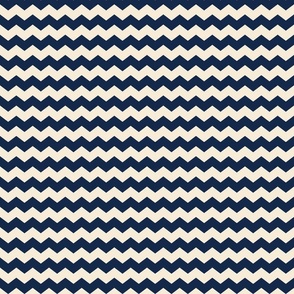 Horizontal Chevron Zigzag Stripes - Navy Blue and Cream