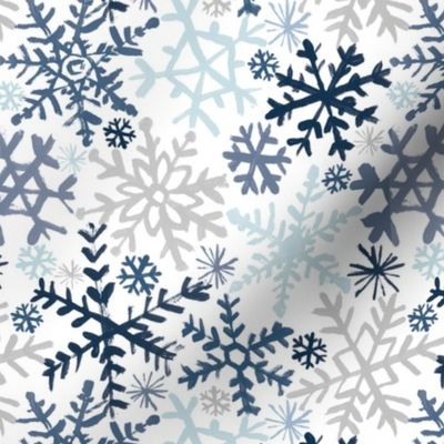 Painted Snowflakes - Blue - Reduced Scale