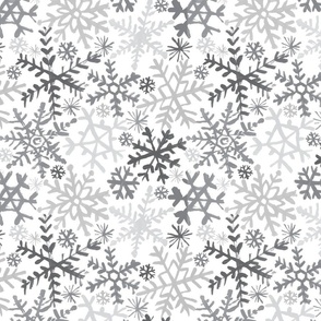 Painted Snowflakes - Grey