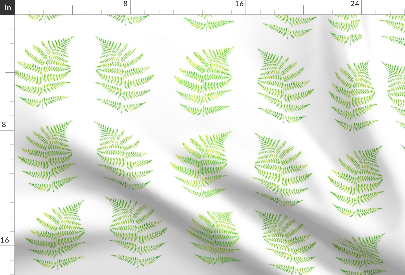 Block Stamp Ferns On Linen