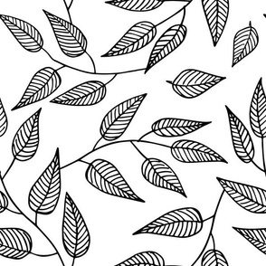 inked leaves black & white