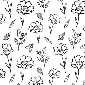 spring floral black & white