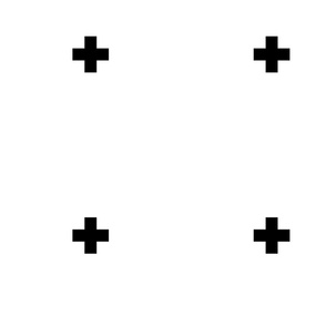 black 2" swiss cross on white - wide spacing