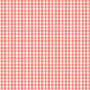 living coral tiny gingham - pantone color of the year 2019