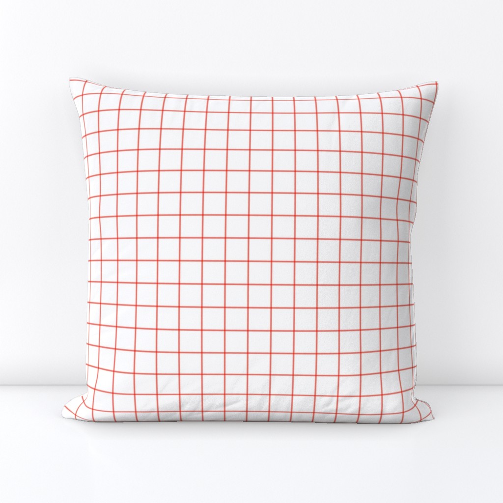 living coral windowpane grid 1" - pantone color of the year 2019