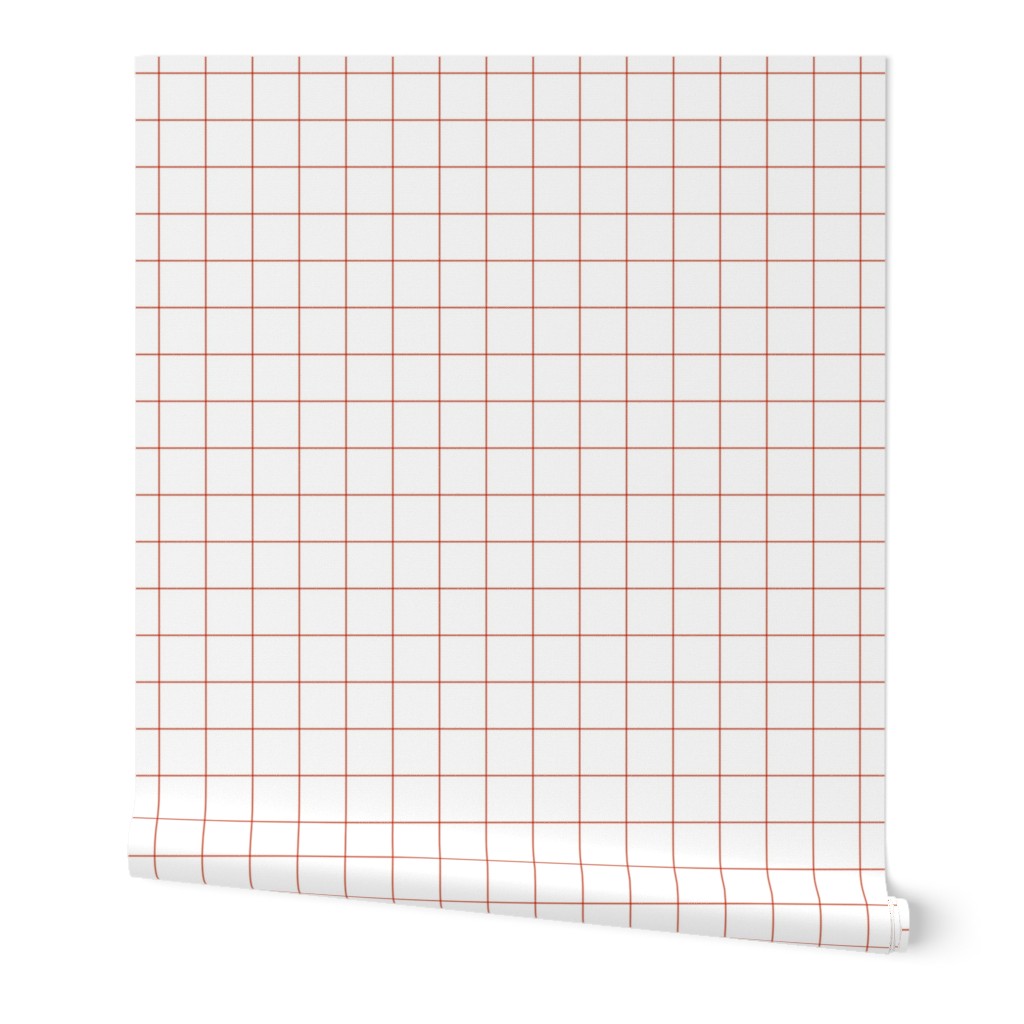 tigerlily windowpane grid 2" - pantone color of the year 2004