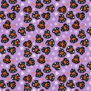 Scattered Halloween Pattern Rubber Ducks - Purple