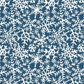 Painted Snowflakes - Dk Blue Bkg