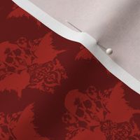 Skull and Raven Damask - blood red