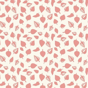 (large) Leafing - Pink leaves on cream background