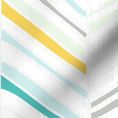 Herringbone Hues of Aqua + Yellow by Friztin