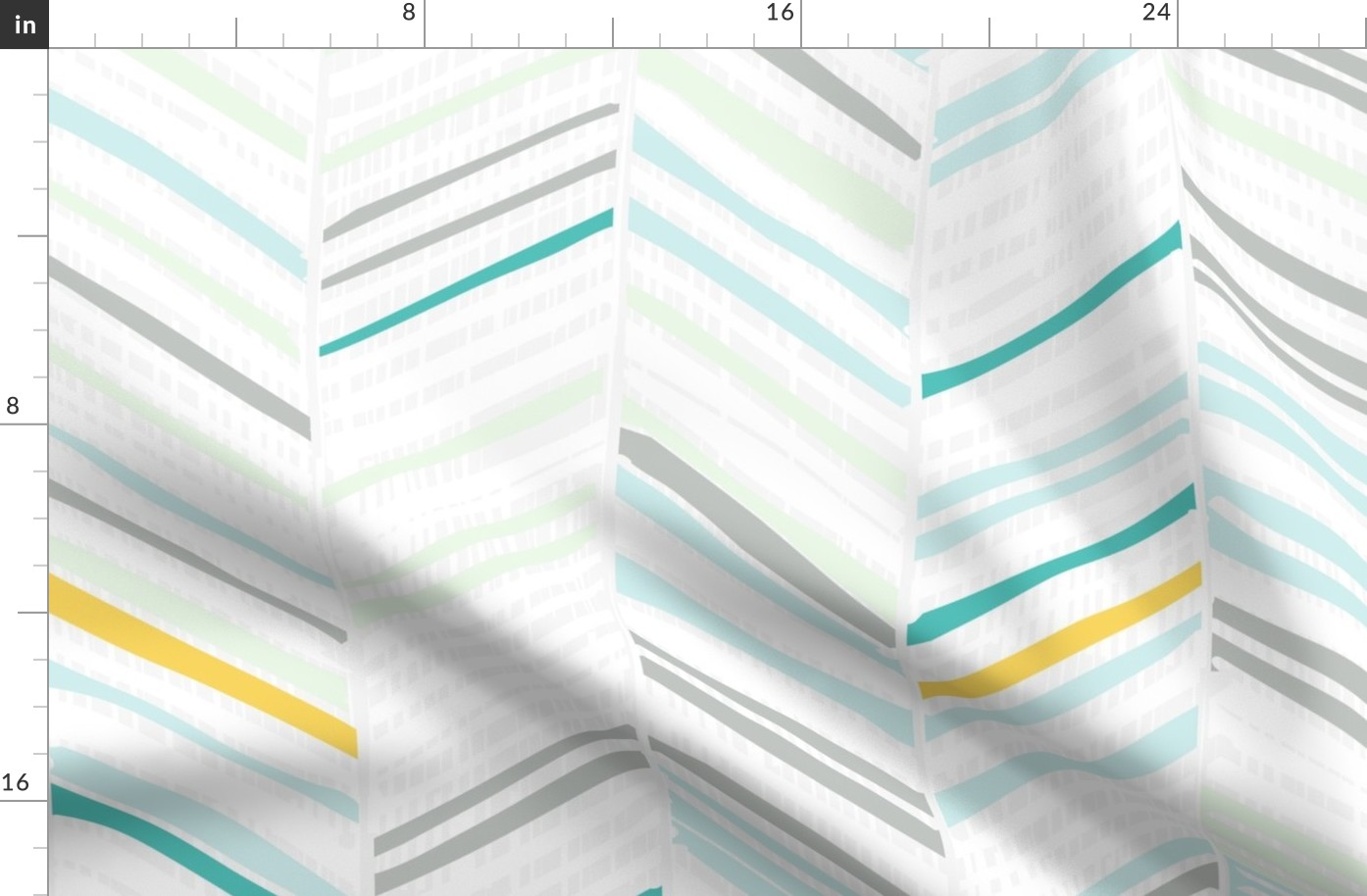 Herringbone Hues of Aqua + Yellow by Friztin