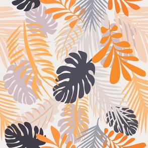 Orange Tropical palm leaves