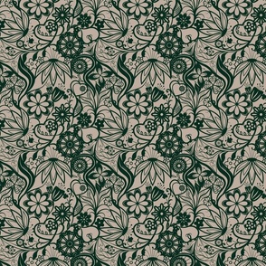 Wild Garden Ditsy Print, khaki green