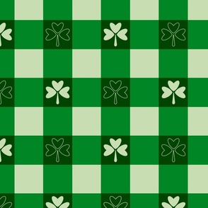 Vintage St Patrick’s Gingham - medium - irish green, shamrock, irish shamrocks, irish plaid, three leaf clover, st patrick