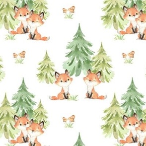 Watercolor Baby Fox Forest Nursery