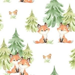 Watercolor Baby Fox Forest Nursery