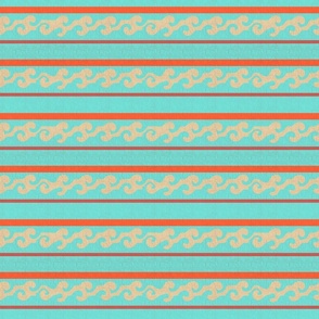 Horizontal Swirl Stripes On Blue - MED
