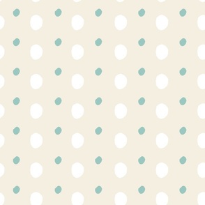 Aqua Blue and Cream Dots on Pale Green_MED