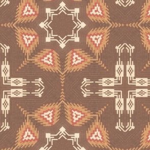 Brown Tone , Kilim Mandala Pattern Large                     