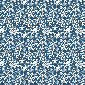 Painted Snowflakes - Dk Blue Bkg - Reduced Scale