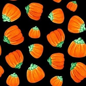 Medium Scale Halloween Candy Orange Mellowcreme Pumpkins Trick or Treat Candies on Black