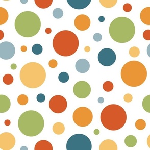 Large Scale Groovy Dots Retro Polkadots Halloween Coordinate on White