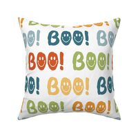 Large Scale Retro Halloween Groovy Boo! Smile Faces on White