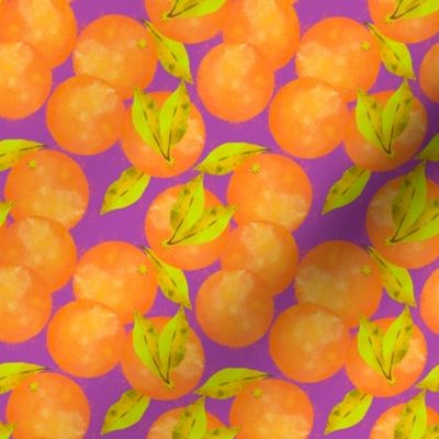 Small Valencia Oranges on Cosmo Purple