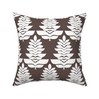 Modern Leaf Motif, Mocha Brown & White