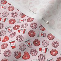 (1/2" scale) donuts and coffee - valentines day - red and pink on pink  C21