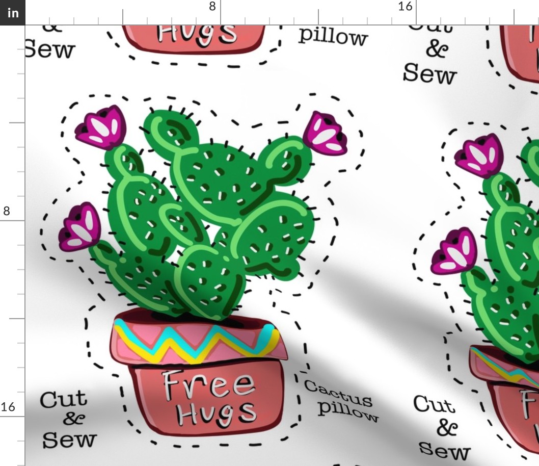 Cactus Pillow Free Hugs 