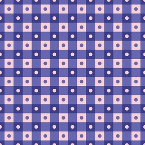 Polka Dot Plaid - very peri and cotton candy - small - periwinkle gingham, periwinkle squares, periwinkle dots, easter plaid