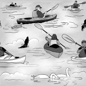 Kayak adventure, greyscale