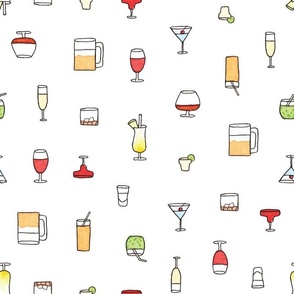 (medium) Cute Drinks Illustrations on White