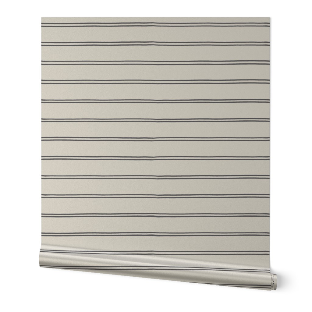 Basic Stripe Gray Charcoal on Cream