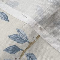 Custom scaled cream-soft-blue-espalier-branch