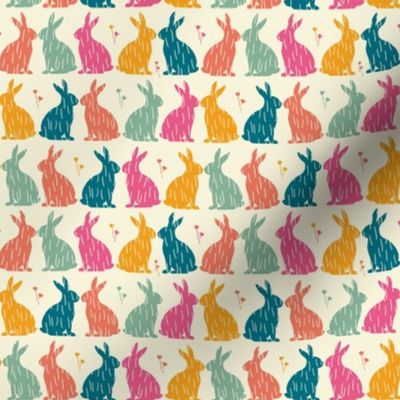 ( small ) Rabbit, colorful bunnies, meadow