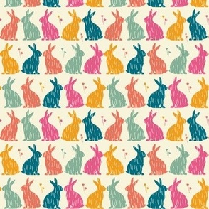 ( small ) Rabbit, colorful bunnies, meadow
