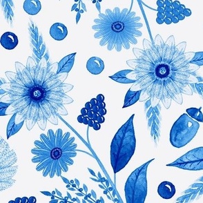 Sky Blue Folk Flowers