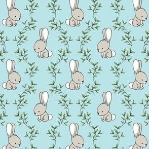 (small scale) cute bunnies - blue - easter spring - C21