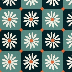 Checkered Daisies – Teal & Mint