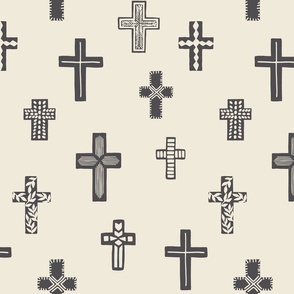 Easter Cross Gray Charcoal and Cream