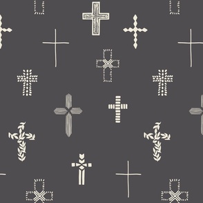 Easter Cross in Gray Charcoal
