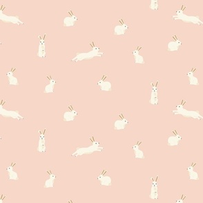 easter Bunny Rabbits on Light Pink