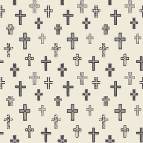 small Easter Cross Gray Charcoal and Cream