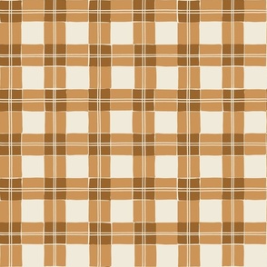 Tartan Plaid Gingham Checker in Brown and Honey Gold