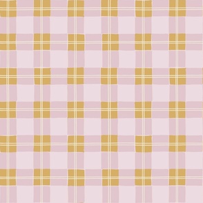 Tartan Plaid Gingham Checker in Lilac and Honey Yellow