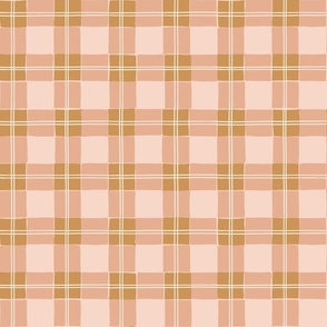 Tartan Plaid Gingham Checker in Pink and Honey Gold